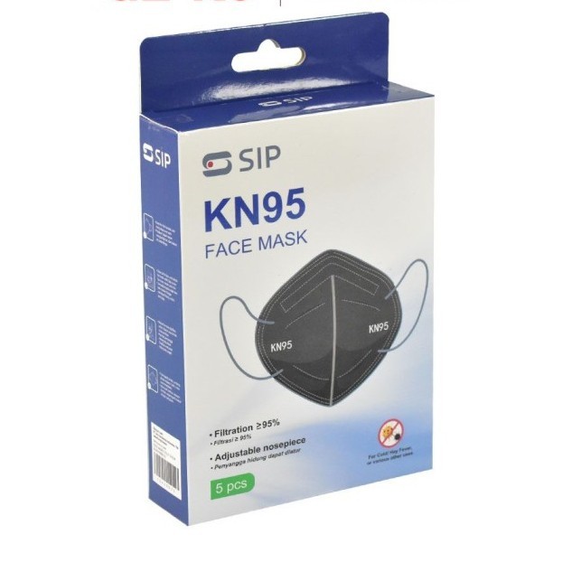 S Sip Set 5 Pcs Masker Anti Virus Kn95 - Hitam