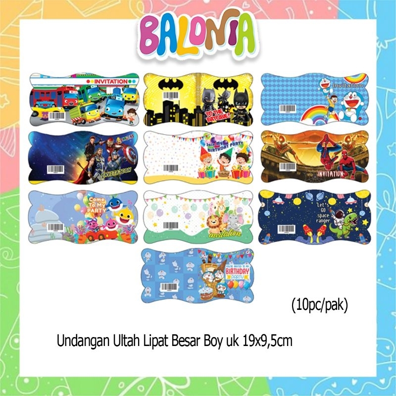 Murah 20 PCS KARTU UNDANGAN ULTAH BOY + FREE PLASTIK, KARTU UNDANGAN HBD KARAKTER, ACARA 7 BULAN TUR