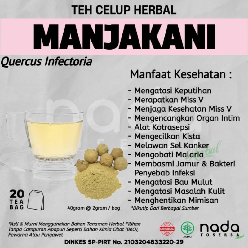 

Teh Celup Herbal MANJAKANI Isi 20 Tea Bag | Quercus Infectoria