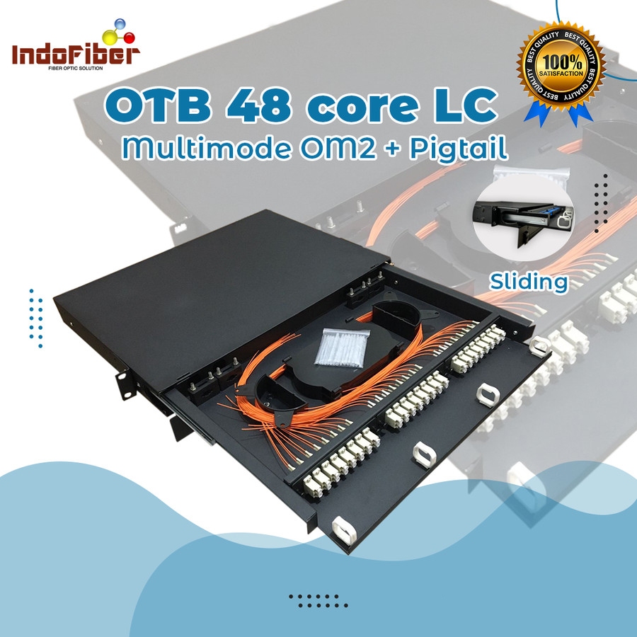 Indofiber OTB 48 core LC Multimode OM2 rackmount sliding rail + Pigtail / OTB 48 port LC Multimode O
