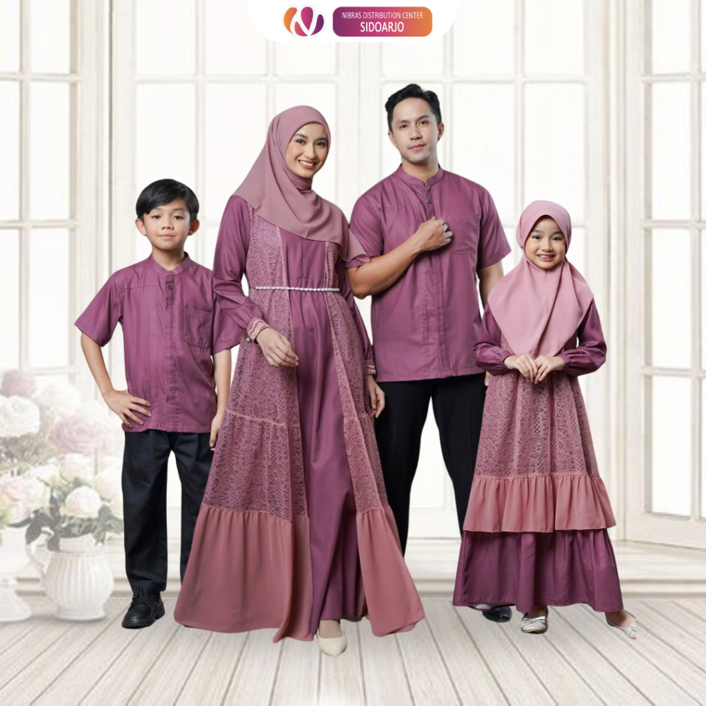 baju seragam keluarga pesta pernikahan 2025 - Sarimbit Mewah Nibras Rayya Series Raia Blush Rose