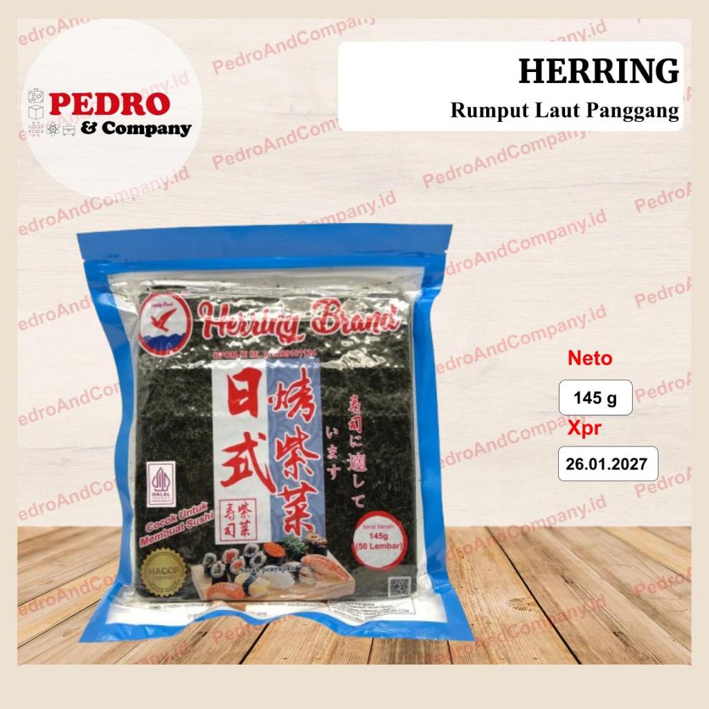 

Herring brand rumput laut panggang sushi nori 145 gram seaweed 50sheet
