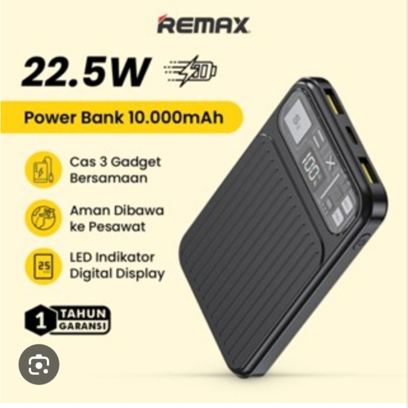 Remax Powerbank Mini RPP-128 10000mAh PD 22.5W + 20W LED Display Fast Charging