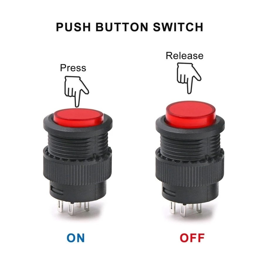 SAKLAR ON OFF 4 PIN PLUS LAMPU BULAT 3V R16 R-16 503AD