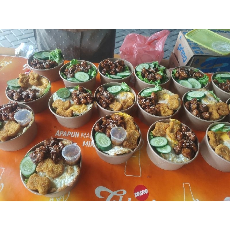 

paket combo rice bowl handmade FREE ES TEH MANIS