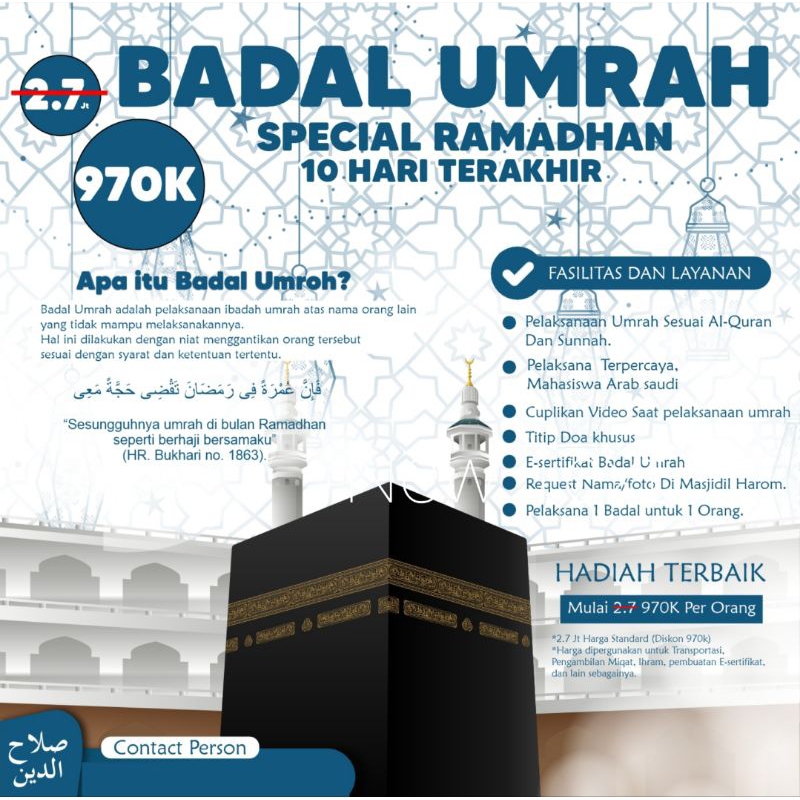 JASA BADAL UMRAH RAMADHAN // JASA BADAL UMROH // UMROH MURAH // INFAQ MEKKAH // SEDEKAH ALQURAN