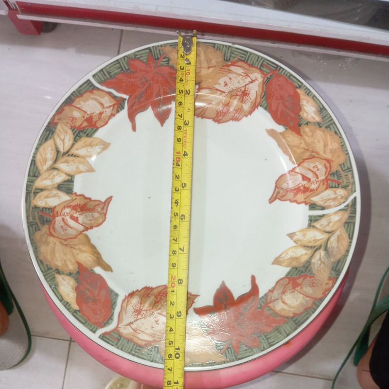 piring keramik ceper motif daun 1pc