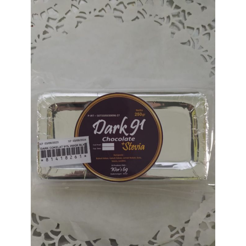 

Dark coklat 90% 250gr with stevia