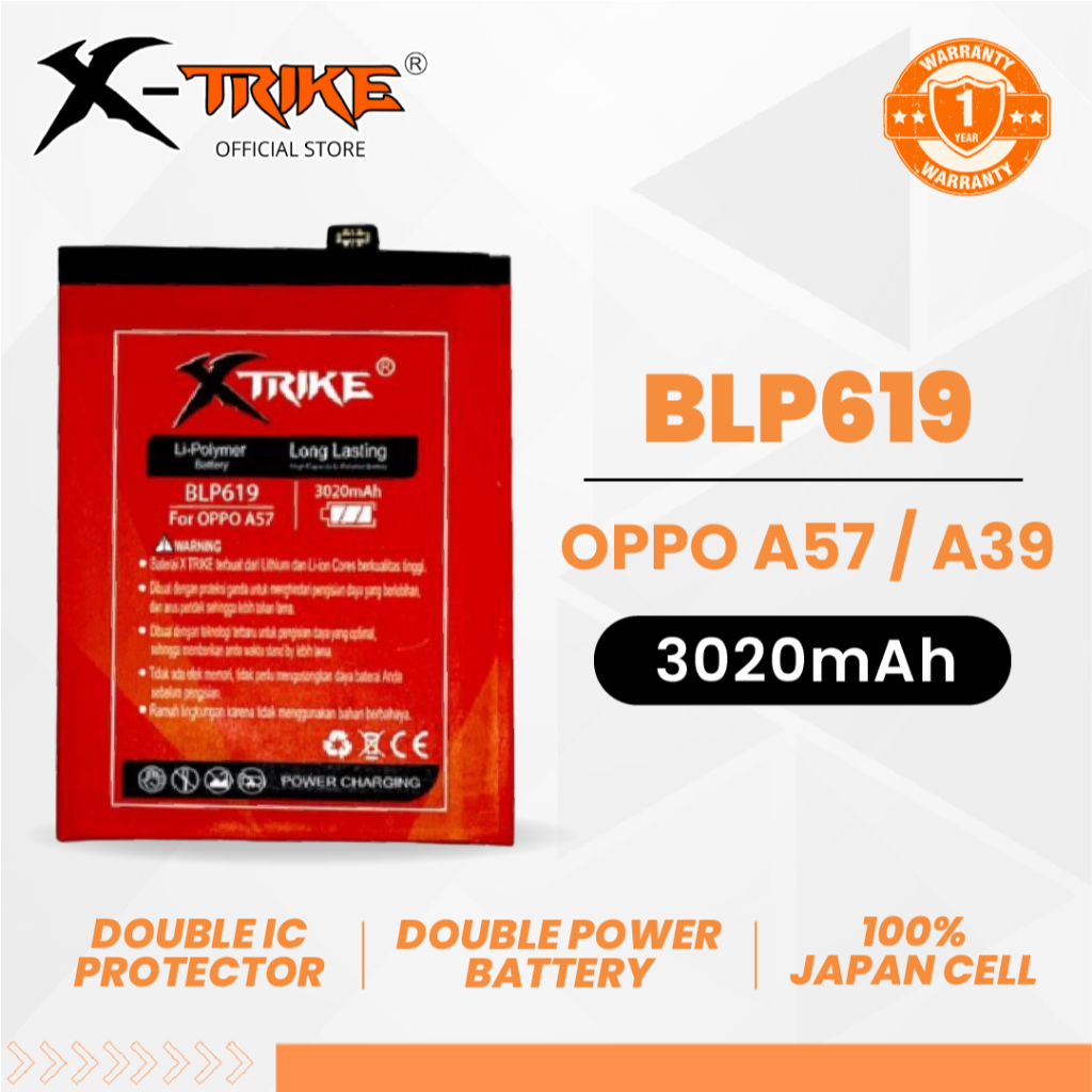 XTRIKE Baterai Oppo A39 - A57 BLP619 Double Power