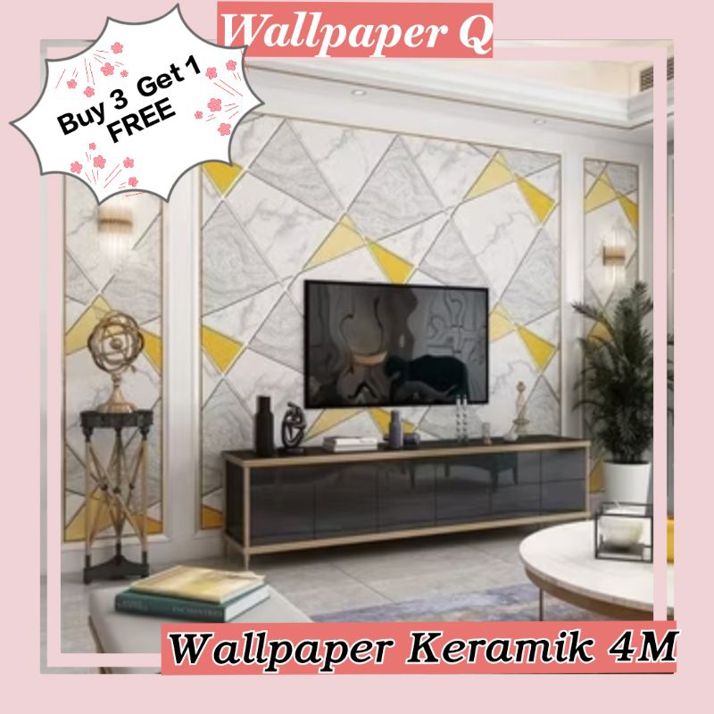 PROMO PAKET HEMAT Wallpaper Keramik Abstrak 4M Wallpaper Ruang Tamu Kamar Tidur Meja Lemari Kaca Wal
