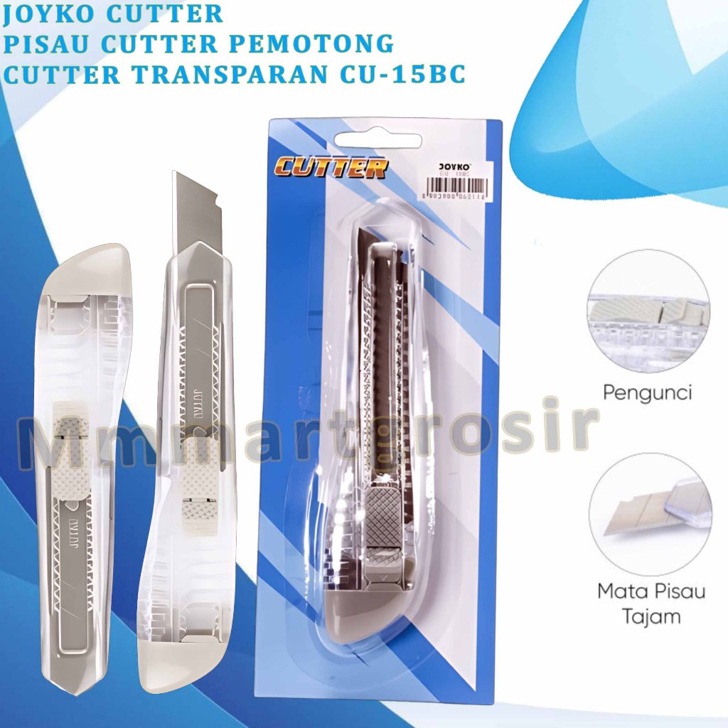 

Joyko Cutter / Pisau Cutter Pemotong / Cutter Bening Transparan / CU-15BC