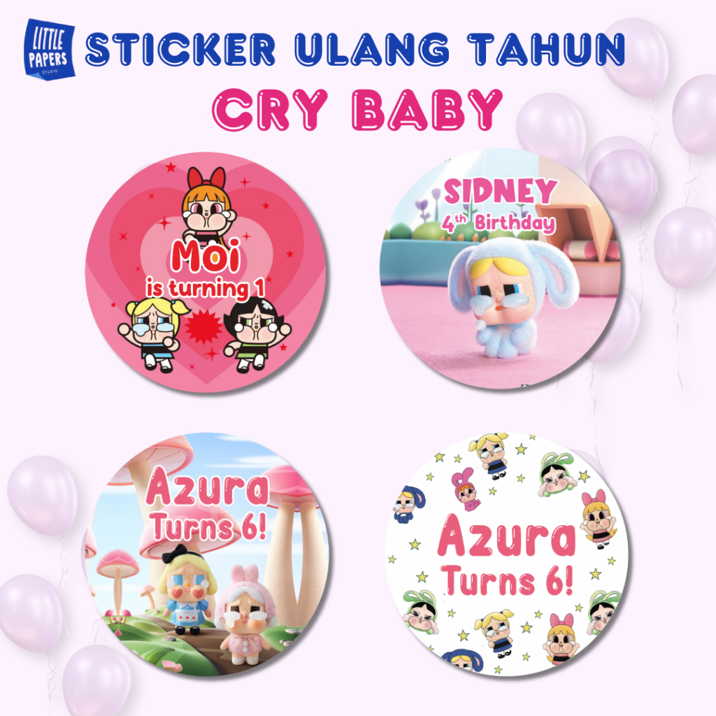 

Sticker Ulang Tahun Anak Free Custom Nama Cry Baby Birthday Littlepapers