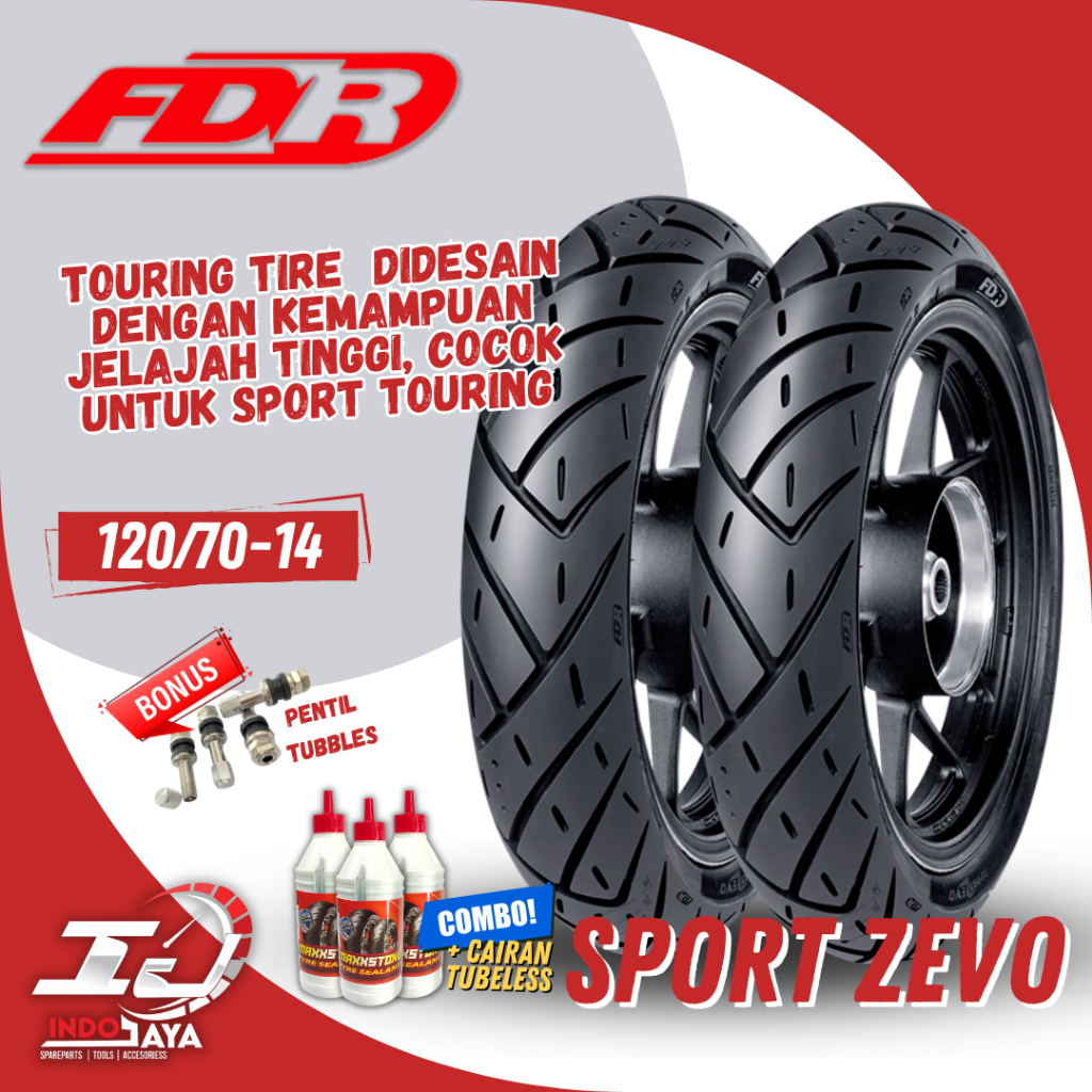 [READY COD] BAN FDR TUBELESS SPORT ZEVO ( 120/70-14 - 120-70-14) RING 14 / BAN LUAR TUBLES FDR SPORT