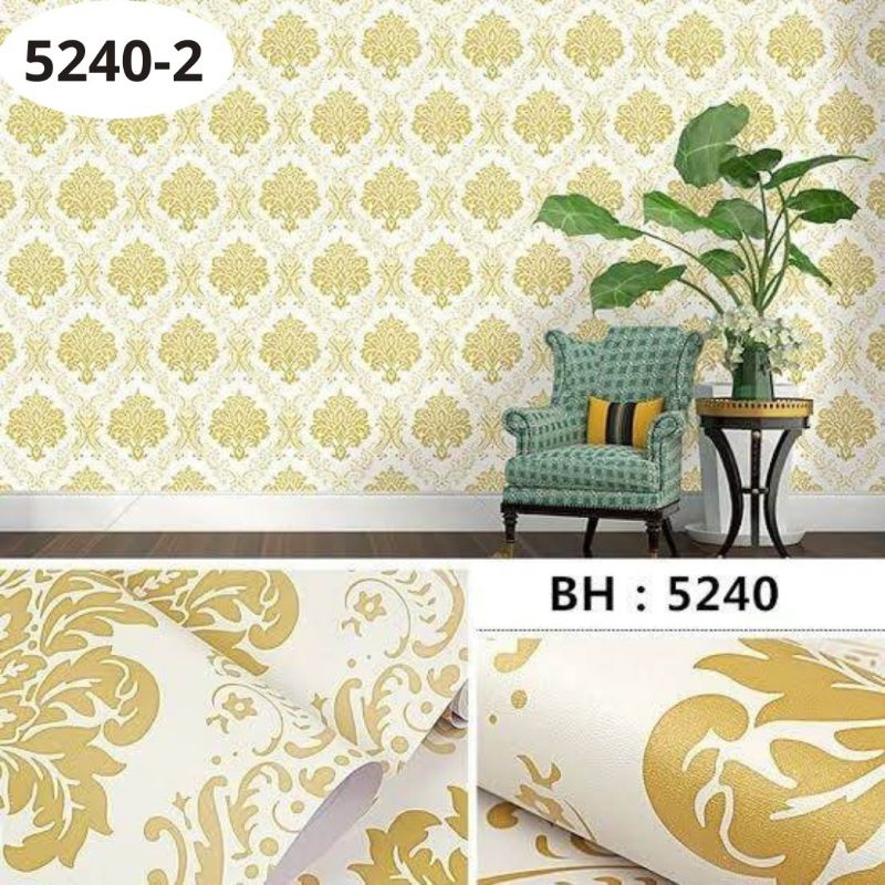Wallpaper Stiker Dinding Motif Batik Emas