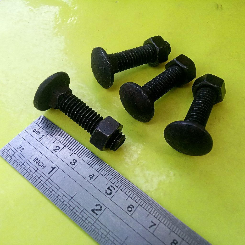 BAUT MUR CB 1/2 x 2" INCHI / BAUT M10 PANJANG 5CM / BAUT 14  KUNCI 14 HITAM BAUT PAYUNG BUMPER CARRI