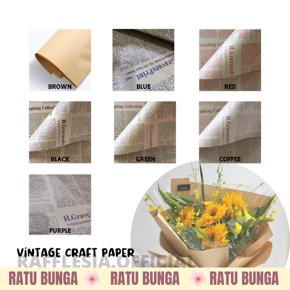 

PREMIUM VINTAGE CRAFT PAPER KERTAS BUKET PEMBUNGKUS BUNGA HAND BOUQUET
