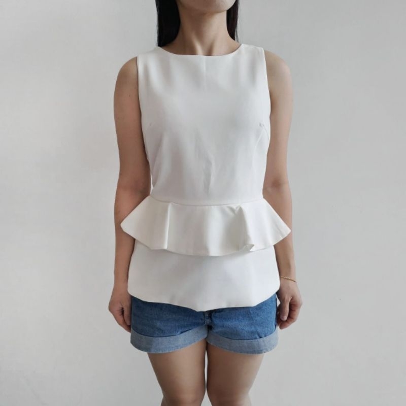 Atasan Peplum Wanita Putih Blouse Wanita Import Bangkok | Baju Wanita Formal Casual
