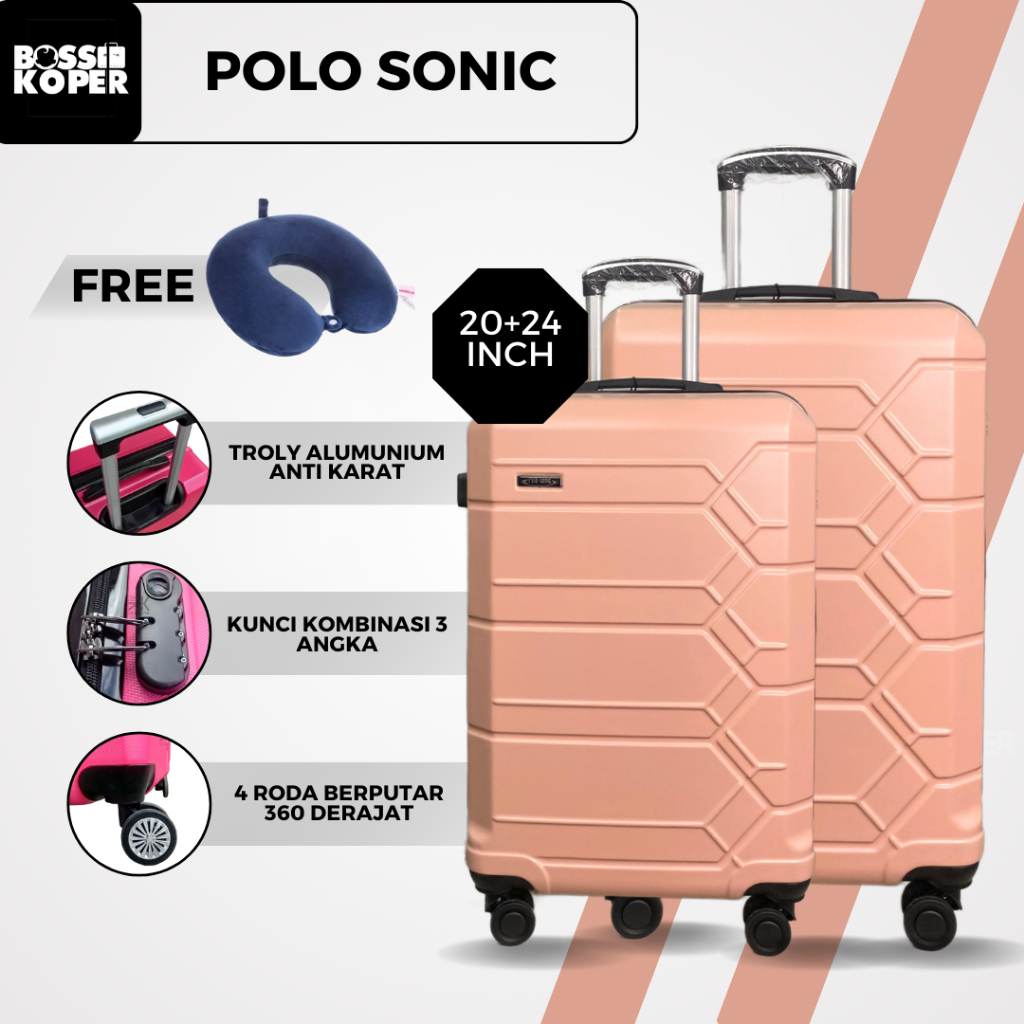 Koper Set 20 + 24 inch Polo ukuran bagasi -polo-travel-tas koper-tas travel-murah-fiber-hardcase-bes