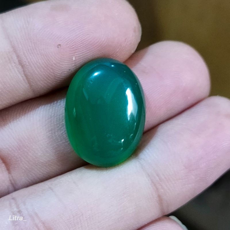 Lostune batu cincin natural green chalcedony / ijo garut HQ