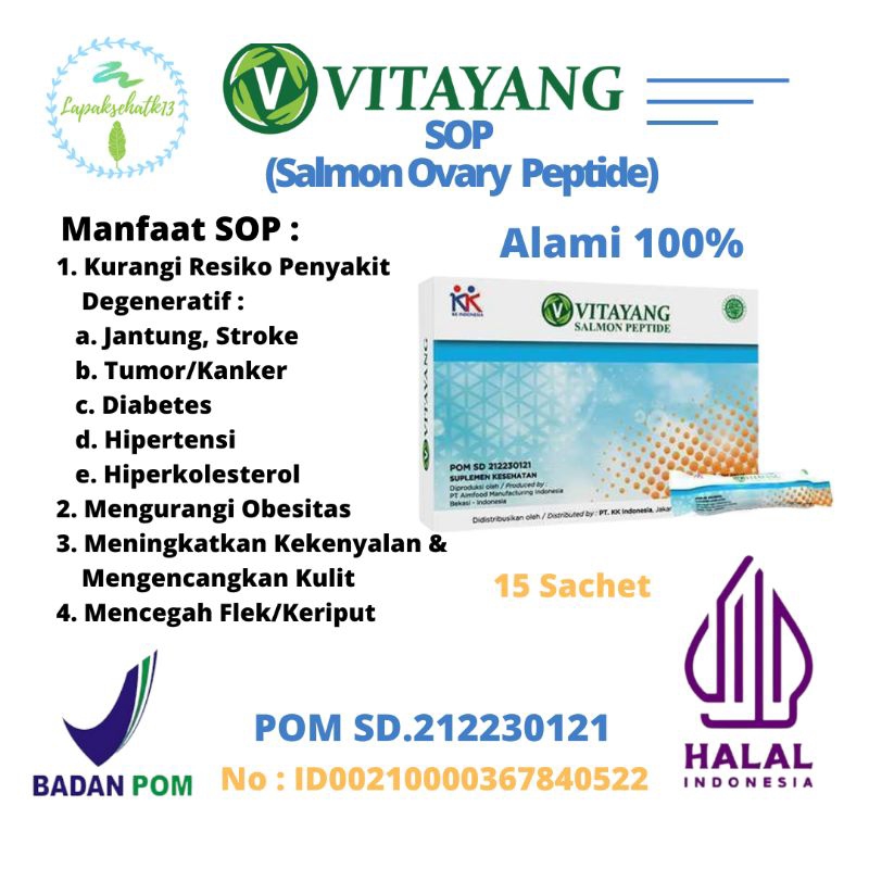 Vitayang SOP Salmon Ovary Peptide Sertifikasi Jepang (15 Sachet @3 gr)