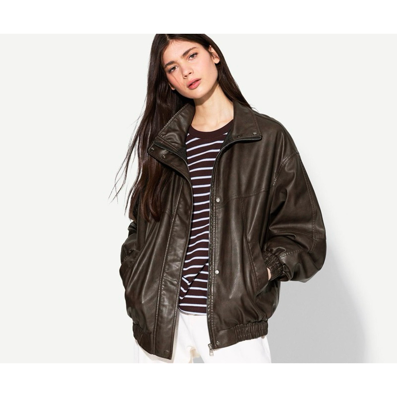 Jaket oversize Leather BERSHKA Women Jastip (jasa titip)