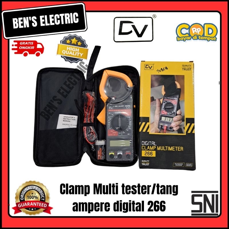 DV clamp Multitester / tang ampere digital alat pengukur arus listrik AC/DC PLN 266