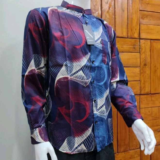 kemko kh n'one kemeja koko pria dewasa tangan panjang premium original