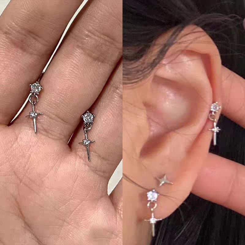 Anting Permata Kristal Salib S925