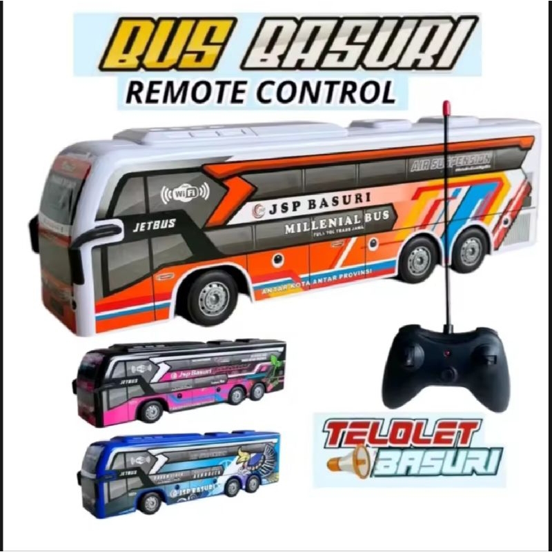 HOT DEALS MAINAN RC BUS BASURI TELOLET BUS ROSALIA INDAH PO HARYANTO BATERAI CHARGING / MAINAN BUS