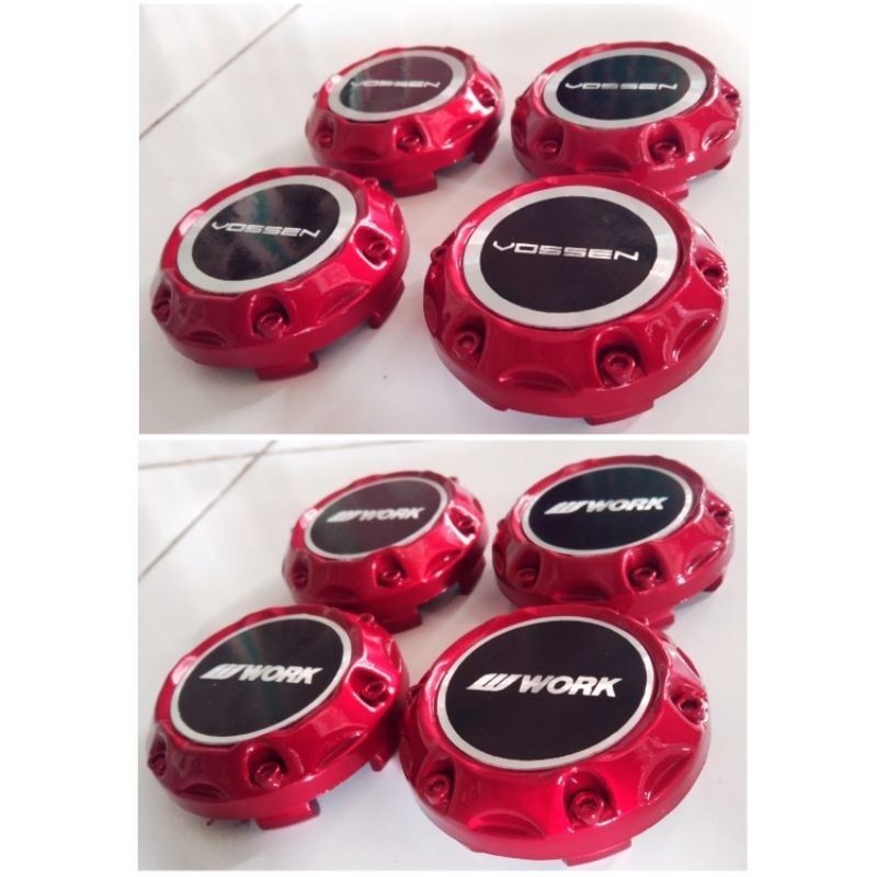 Dop Center Velg Vossen, Work Meister Variasi Cembung Kaiso Merah 6,5cm Atau Tutup As Roda Ban Mobil