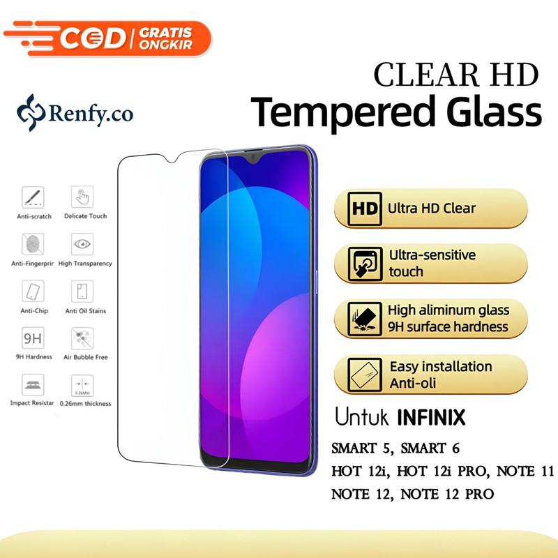 ANTI GORES CLEAR HD INFINIX SMART 5, SMART 6, HOT 12i/PRO, NOTE 11, NOTE 12/PRO