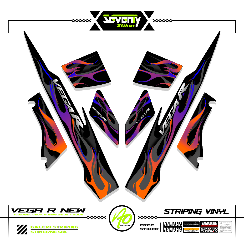 STRIPING VEGA R NEW MOTIF X34 2005-2009 STICKER VEGA R VARIASI SIRIUS RC STIKER LIS YAMAHA VEGA R