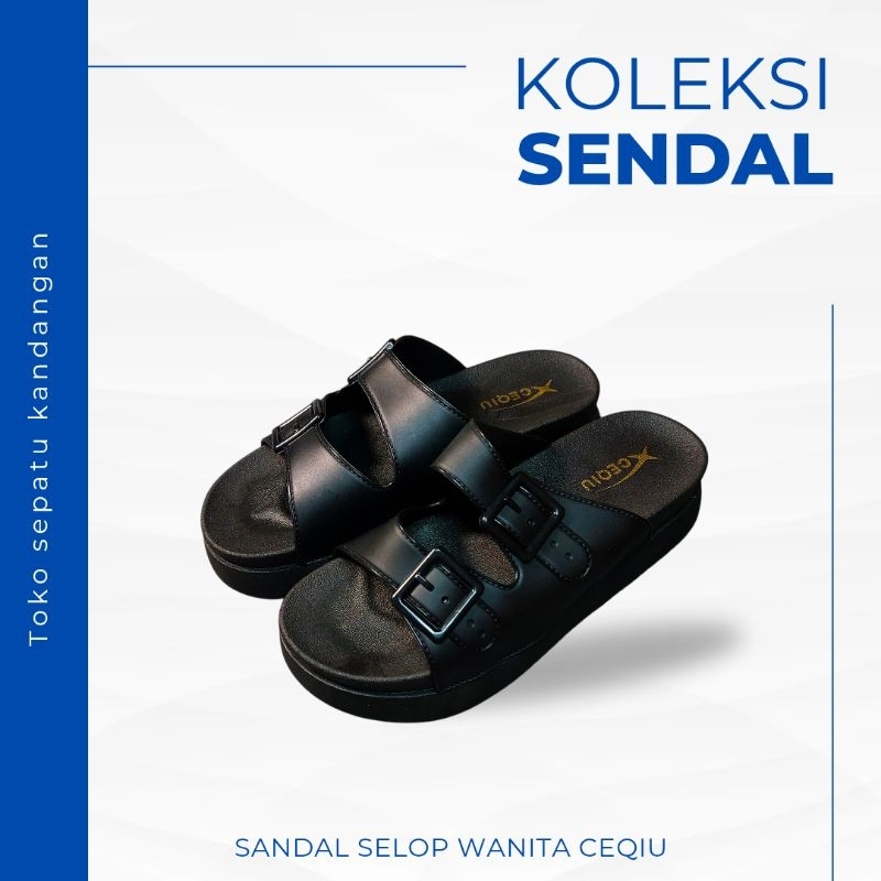 Sandal Selop Jelly Karet Wanita Ceqiu, Sendal Plastik Harian Tahan Air