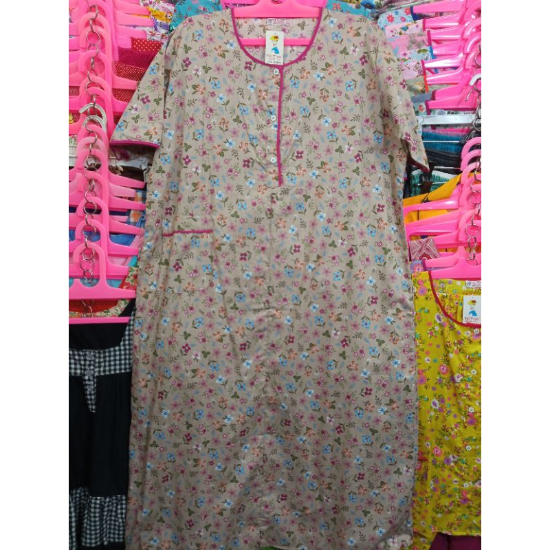 Longdress Panjang Lengan Pendek LongPen Pretty Girl Daster Bahan Katun Jepang Lokal Longdres Cantik 