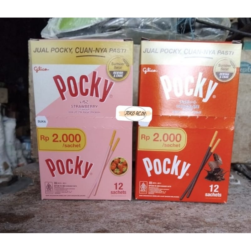 

Pocky biskuit stik rasa strawberry, biskuit stick rasa coklat, biskuit