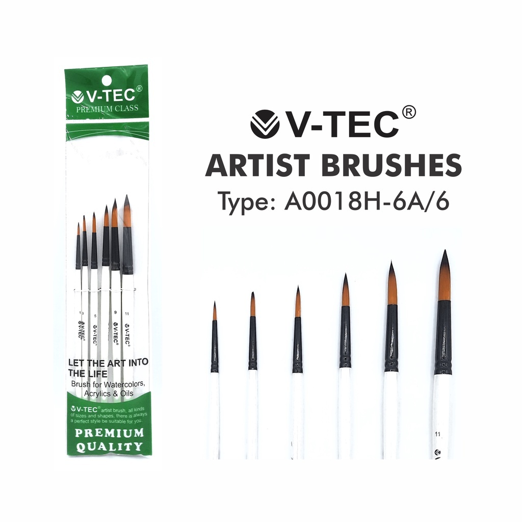 

tyvf V-TEC Round Brush 0018H set 6 / Kuas Lukis