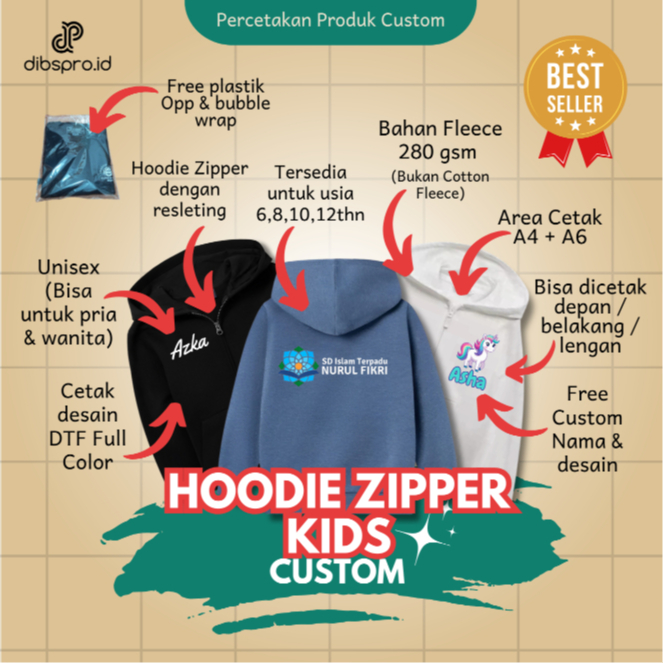 Hoodie  Zipper Kids Custom