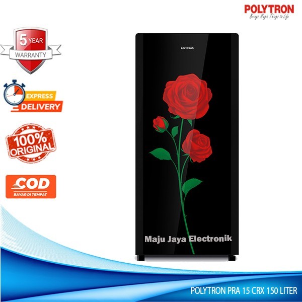 POLYTRON Kulkas 1 Pintu 150 Liter PRA 15 CRX Belezza Glass Door Low Watt