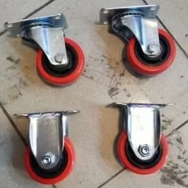 Roda Pu Merah Medium duty 3 inch (2hidup+2mati)