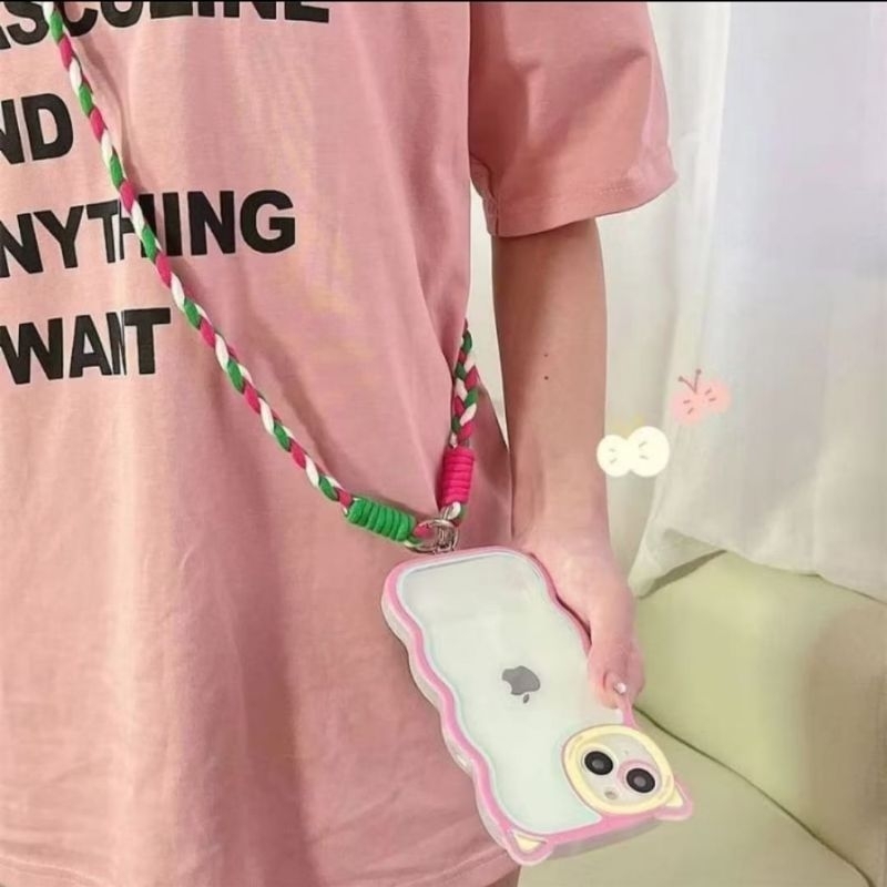 

LANYARD KEPANG PANJANG 120CM FREE MIKA BENING RAINBOW BERBAGAI WARNA | GEKA.ACC