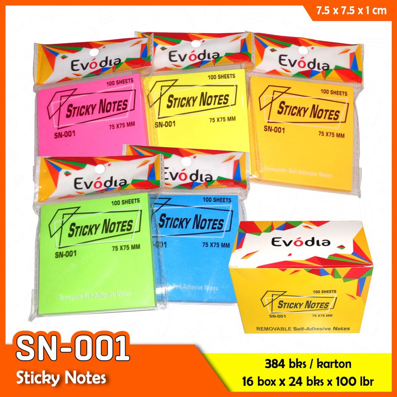 

STICKY NOTES EVODIA SN-001 | Removable Self-Adhesive Notes