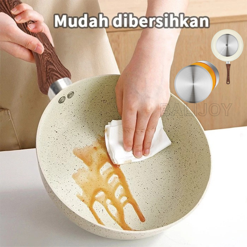 Wajan Penggorengan Marble Coating Beige - Wajan Fry Pan Marble Coating - fry pan marble anti lengket