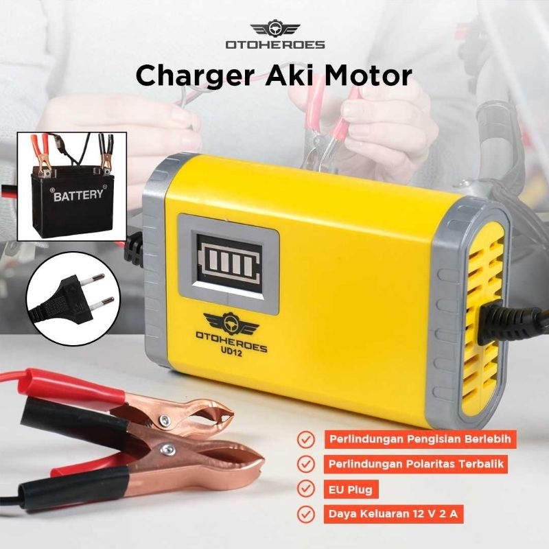 Charger Aki Motor Cas Aki Otomatis 12V 2A Lead Acid Otoheroes UD12