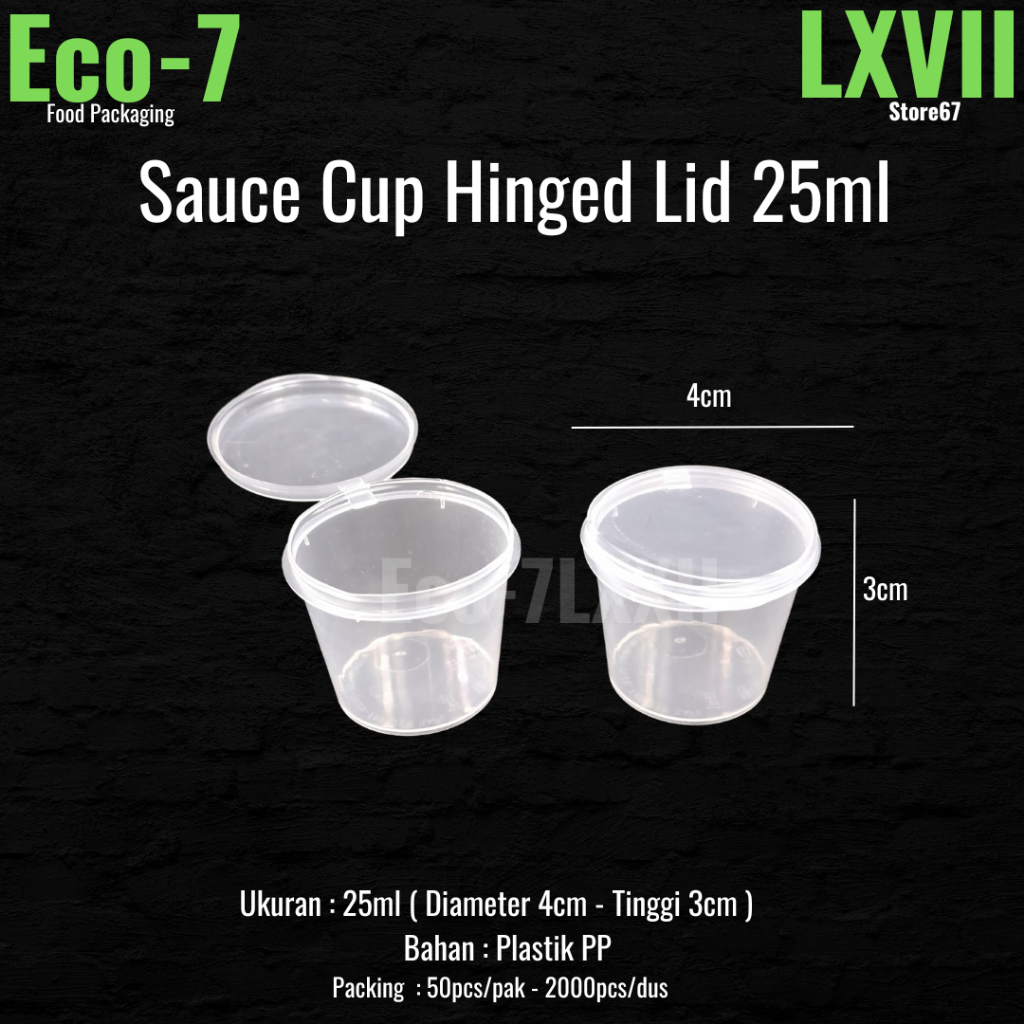 Sauce Cup Plastik PP Thinwall 25ml (50pcs) - Mangkok Saos, Wadah Saos