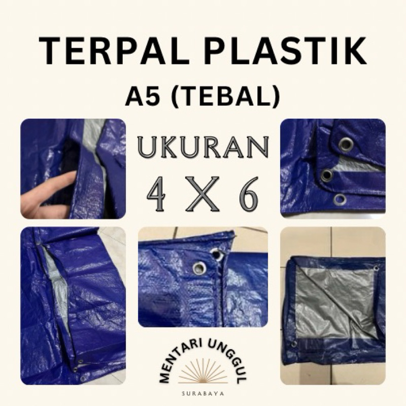 Terpal Plastik A5 (TEBAL) UKURAN 4X6 Warna Biru Silver | Terpal Serbaguna UKURAN BESAR | Terpal Proy