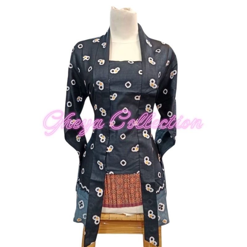 atasan kebaya kutubaru jumputan lengan panjang||kebaya wanita modern||seragam kerja kantor wanita