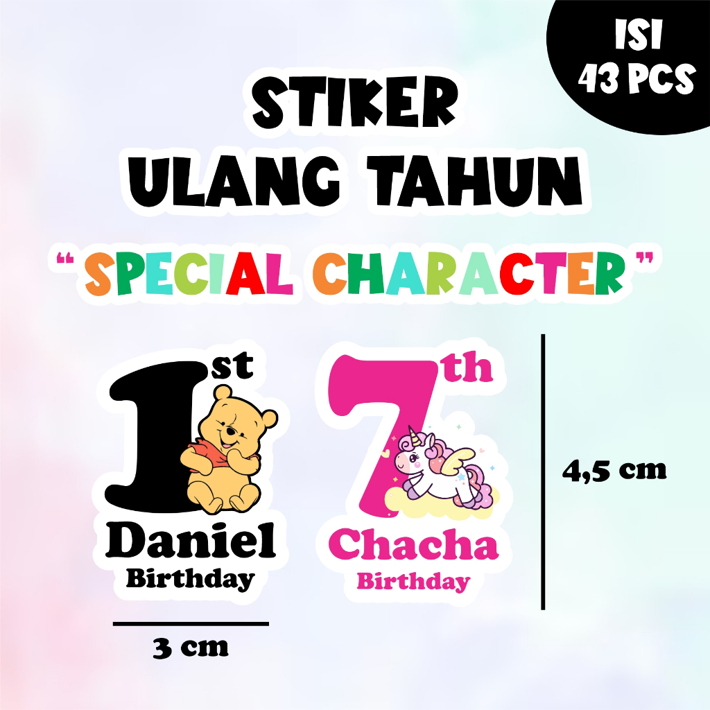 

Stiker Ulang Tahun Karakter Birthday Sticker Character CUSTOM