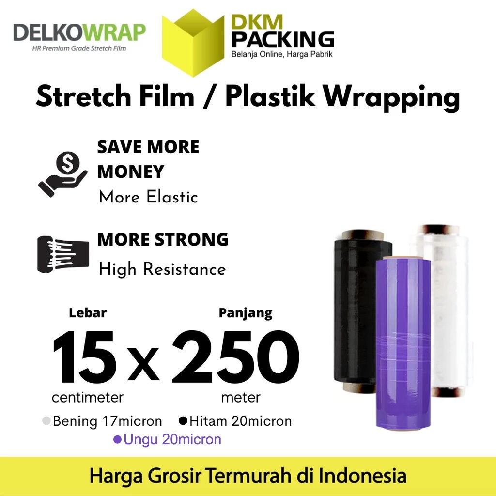 

Plastik Wraping Stretch Film 15cm x 250m DELKOWRAP WRAPPING TEBAL PREMIUM TERMURAH / SATUAN