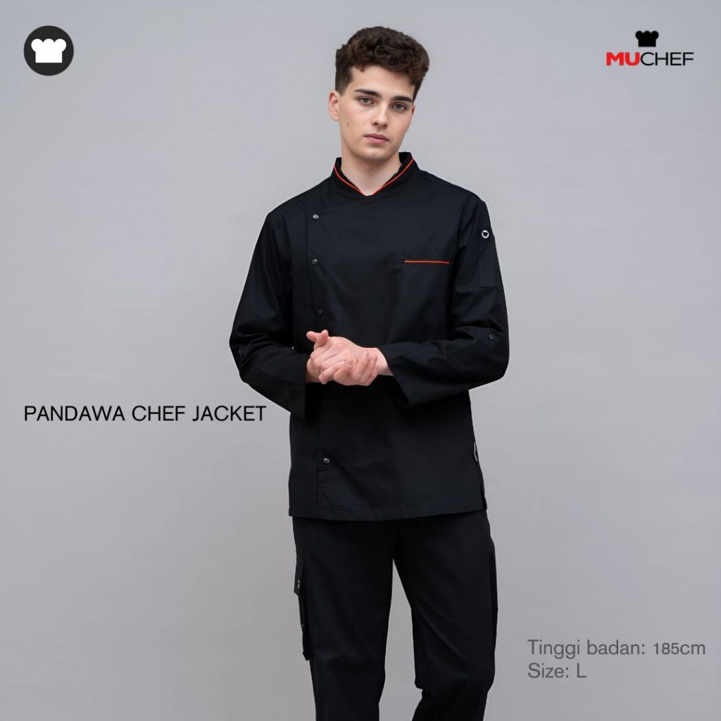 Muchef Baju Koki Pandawa Black Hitam