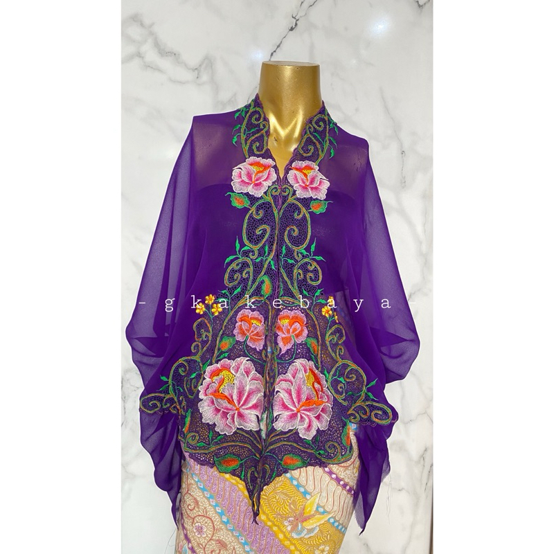 KEBAYA BORDIR BUNGA UNGU/KAIN KEBAYA/ KEBAYA BALI